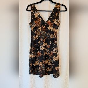 Nasty Gal Floral Mini Dress in Black and Orange